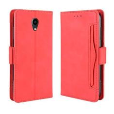 Imagem de Capa com compartimento para cartão para Kyocera DIGNO BX, capa flip de couro para Kyocera DIGNO BX, capa magnética retrô para celular, capa carteira de telefone com compartimentos para cartões