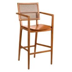 Imagem de Banqueta Piter 55cm Madeira Maciça Com Braça - Sallar Home