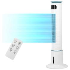 Imagem de Ventilador de Torre com Névoa, Controle Remoto, Temporizador e 12 Velocidades, 110V, Simple Deluxe, Branco