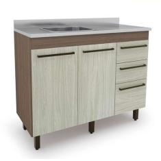 Imagem de Balcão de Cozinha com Tampo 2 PT 3 GV Tannat e Legno Crema - BATROL