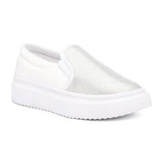 Imagem de Tênis Feminino Slip On Com Brilho Plataforma Branco Prata - Universo S