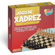 Imagem de Jogo De Tabuleiro Xadrez 33 Peças Madeira Aprender Brincando - Aquarel