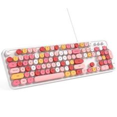 Imagem de Teclado de computador MOWUX Máquina de escrever redonda retrô com fio 