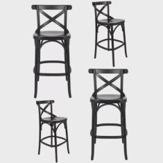 Imagem de Conjunto 4 Banquetas Madeira Maciça Tauarí Cross X Texas Gamma Móveis