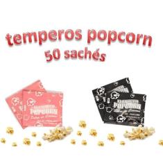 Imagem de Temperos Popcorn 50 sachês. 25 Sal do Himalaia e 25 Sal Popcorn.