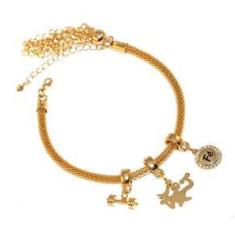 Imagem de Pulseira Berloque Halter Foco Fé Fitness Folheado Ouro 18k