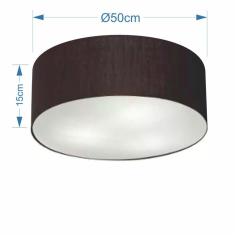 Imagem de Plafon Cilíndrico Md-3014 Cúpula Em Tecido 50X15cm Preto - Bivolt
