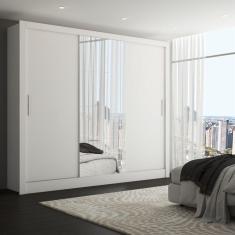 Imagem de Guarda-Roupa Casal Katherine 3 Portas 3 Gavetas com Espelho Branco - Panorama Móveis