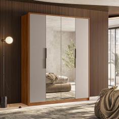 Imagem de Guarda-Roupa Casal com Espelho Attore 4 PT 3 GV Nogueira e Nude