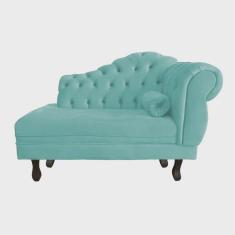 Imagem de Recamier Larissa Lado Esquerdo 1,20 cm Veludo Azul Turquesa - Montanaris Decor