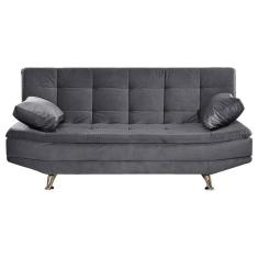 Imagem de Sofá Valencia 3 Lugares Veludo Cinza Shop Das Cabeceiras Cinza