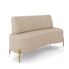 Imagem de Sofá 2 Lugares Living 135cm Pé Ferro Dourado Maraú Linho Bege K01 - D`Rossi