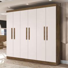 Imagem de Guarda-Roupa Casal Malibu 6 Portas 4 Gavetas Jequitibá/Off White - J&a Móveis