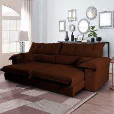 Imagem de Conjunto Sofá 260cm Boucle Ravena Marrom