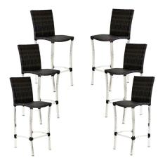 Imagem de 6 Banquetas Alta Cannes Em Alumínio Para Cozinha Bar Edícula Pedra Ferro