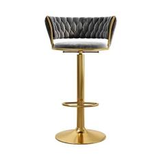 Imagem de Banquetas de bar para uso doméstico e recepção cadeira alta giratória com encosto ajustável banco alto (65-80cm) cadeiras de bar (cor: cinza)