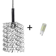 Imagem de Lustre Pendente Quadrado Clearcast Cristal Legitimo com Lâmpadas 6000K ( Fria)