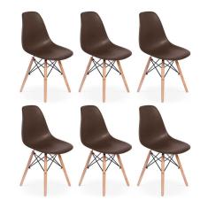 Imagem de Conjunto 6 Cadeiras Charles Eames Eiffel Wood Base Madeira - Marrom