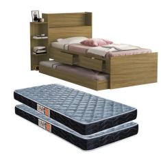 Imagem de Bicama Cama Solteiro Isa Com Gaveta Bau E Prateleira Auxiliar Para Qua