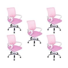 Imagem de Cadeira De Escritório Begonia Tela Mesh Ergonômica Rosa - Oficial Webs