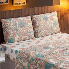 Imagem de Jogo De Lençol King Essencial 4 Peças - Azul Floral