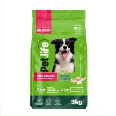 Imagem de Ração Seca Pet.life Frango e Arroz para Cães Adultos Porte Médio e Grande - 3 Kg