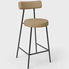 Imagem de Banqueta Baixa Para Cozinha Sala De Jantar Bar Bancada Milão L02 Linho Bege Escuro - Lyam Decor