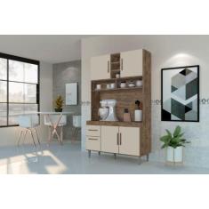 Imagem de Armário de Cozinha CR 4 Portas  + 2 Gavetas Cor Canela / Off White - S