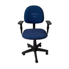 Imagem de Cadeira executiva giratoria com braço de regulagem de altura  e pistão a gás  com base de ferro tecido azul