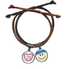 Imagem de Pulseira de couro com corrente de mão para Dia dos Namorados Coração Rosa Love You