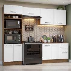 Imagem de Armário De Cozinha Completa 270cm Rustic/branco Agata Madesa 07 Rustic/branco