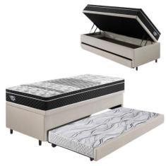 Imagem de Bicama Box Baú material sintético Linho Areia 88x188 com Colchão Grans