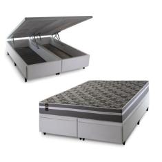 Imagem de Conjunto Box Baú Miami Cinza 158x198x69 Espuma D33 - King House