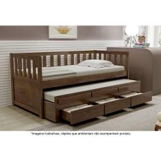 Imagem de Bicama Solteiro com 3 Gavetas em Madeira Maciça Pérola Castanho - Straub Web