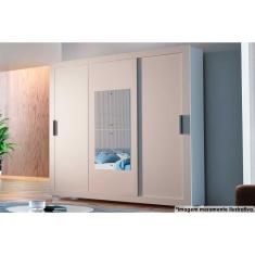 Imagem de Guarda Roupa Casal 3 Portas de Correr (1 c/ Espelho) e 4 Gavetas c/ Pés Veneza Premium Branco - Rufato