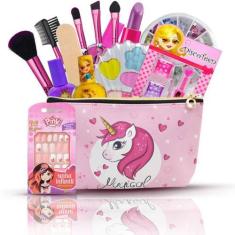 Imagem de Combo Kit Infantil De Maquiagem Completo + Necessaire Bz103 - Bazar We