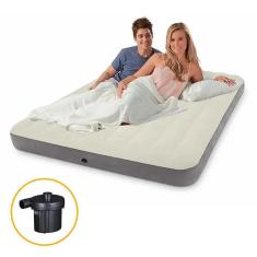 Imagem de Colchão Inflável Casal Dura Beam Fiber Tech Queen com Bomba Elétrica Intex 220v