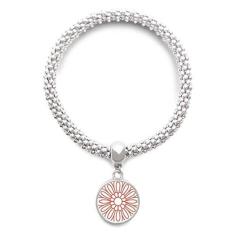 Imagem de DIYthinker Pulseira de prata chinesa com padrão tradicional de flor vermelha chinesa com pingente de corrente ajustável