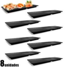 Imagem de Kit 8 Pratos 33x11 Cm em Melamina / Plastico para Sushi 8 Unidades