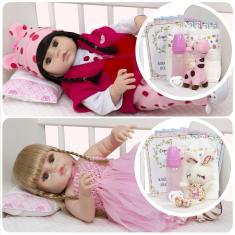 Imagem de Boneca Tipo Reborn Meninas Gêmeas Recém Nascidas Enxoval