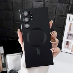 Imagem de Capa de telefone magnética de silicone para Samsung S20 S21 FE S22 S23 Ultra Note 20 10 Plus à prova de choque proteção de câmera Cove, preta, para Samsung S21