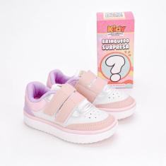 Imagem de Tênis Infantil Menina Kidy Happy Calce Fácil Com Surpresa Branco Rosa-Feminino