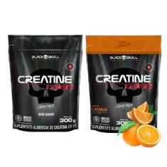 Imagem de Kit 2 Creatinas Turbo 300g Sache Sem Sabor +  Laranja - Black Skull