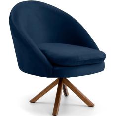 Imagem de Poltrona Decorativa Base Giratória de Madeira Rafa D02 Veludo  Oxford B-304 - Lyam Decor