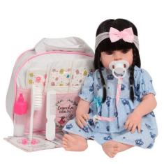 Imagem de Boneca Reborn Realista 100% Vinil Siliconado Lindo Vestido - Cegonha R