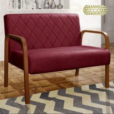Imagem de Sofá 2 Lugares Namoradeira Lara Decoração Sala Quarto Recepção Bordô