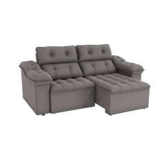 Imagem de sofá 4 lugares retrátil e reclinável sierra molas veludo titânio 265 cm