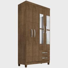 Imagem de Guarda Roupa Casal 4 Portas e 2 Gavetas com Espelho Modena Malbec - Incorplac