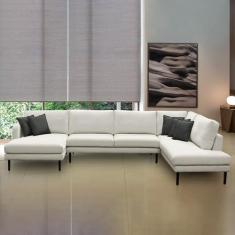 Imagem de Sofá Decorativo Sala de Estar Osaka 400cm Modulado em U com Almofadas Pés em Madeira Linho Off White G89 - Gran Belo