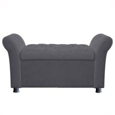 Imagem de Recamier Baú Sapateira Louis 140x Suede Cinza - Majú Deor